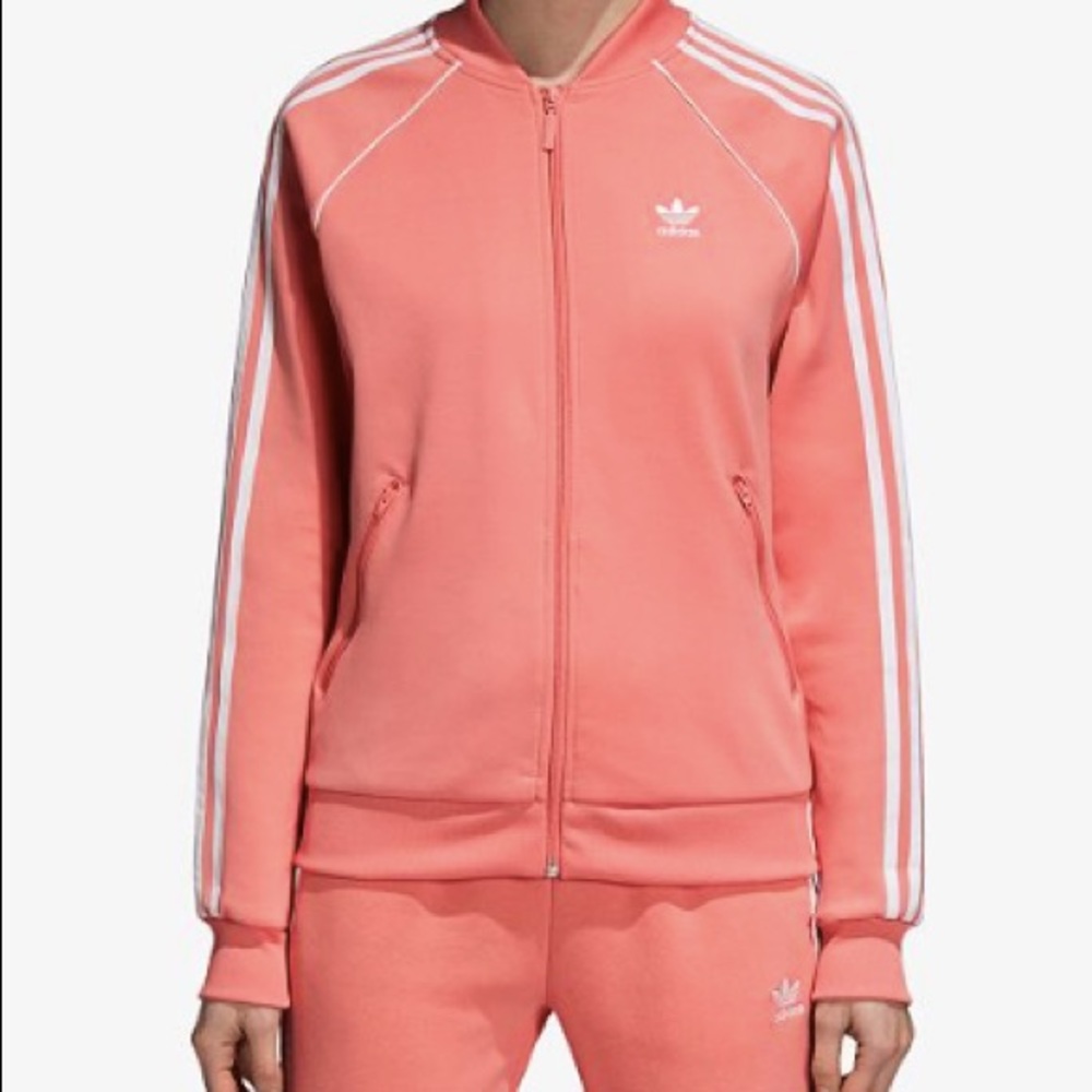 Adidas Originals Three-Stripe Track Jacket in Rose
